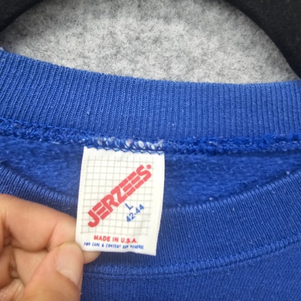 Vintage 80s Raglan Sweatshirt Medium Blue I Touch The Future I Teach JERZEES USA - Picture 4 of 16